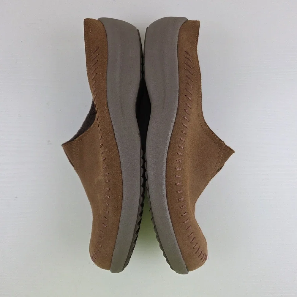 Skechers Savor Sedona Brown Suede Leather Slip On Mules Shoes Women's Size 11